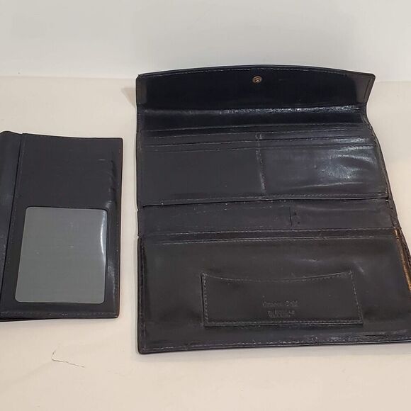 Bosca Crocco Calf Leather Wallet Black Croc embossed USA Organizer Checkbook - Picture 6 of 8